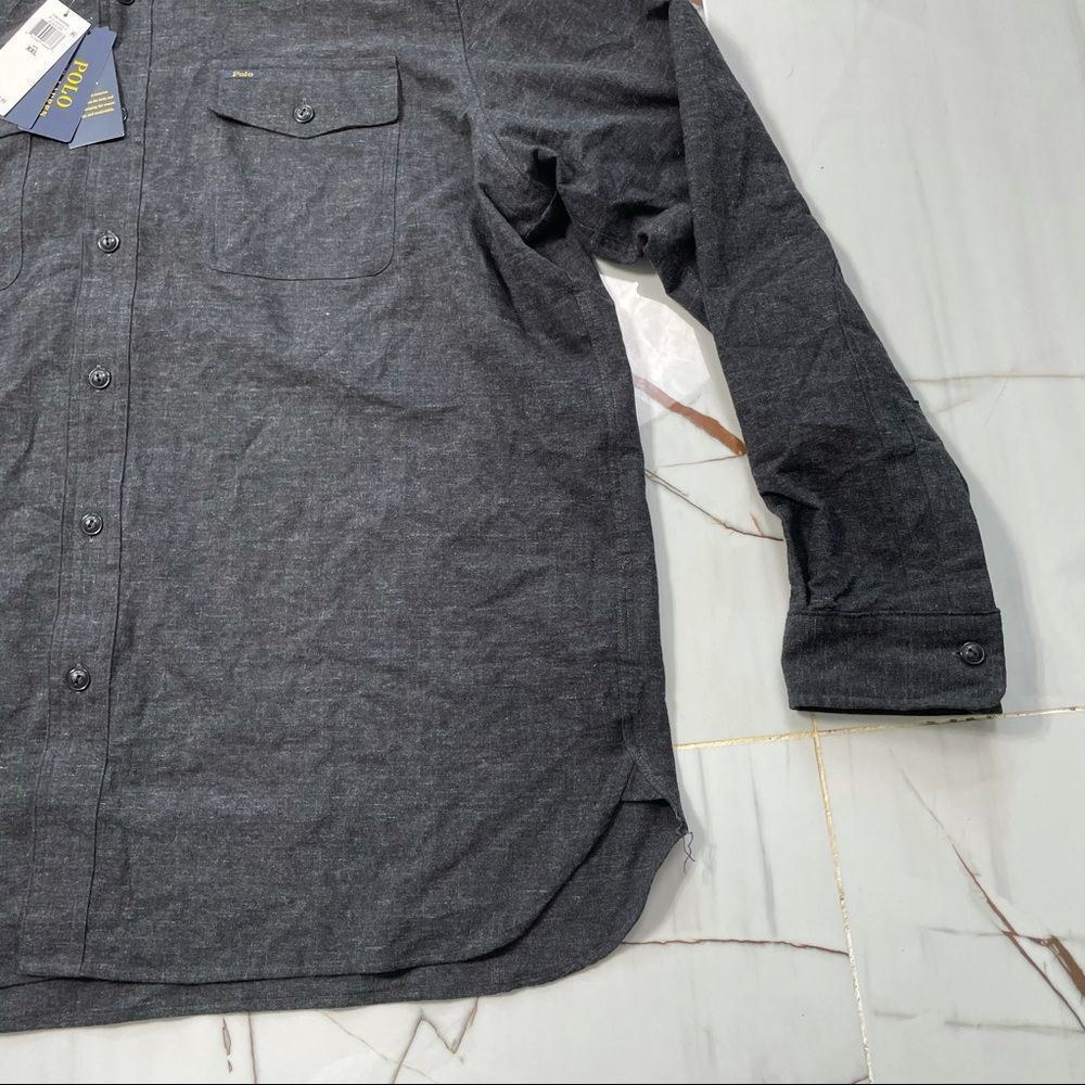 Polo Ralph Lauren Shirt Men's Button up Long Sleeve Stretch Dark Grey Size XXL - Picture 5 of 5